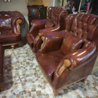 مبل چرمی پنج نفره|مبلمان خانگی و میز عسلی|شهرضا, |دیوار