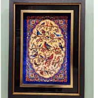 تابلوفرش دستباف ابریشم طرح درخت وپرنده ۶۰در۴۰نو