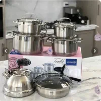 سرویس قابلمه استیل کرکماز ترکیه بهمراه کتری آکبند|ظروف پخت‌وپز|تهران, فتح|دیوار