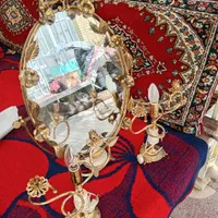 اینه شمعدان برنجی و سنگی|کلکسیون اشیاء عتیقه|شیراز, لاله|دیوار