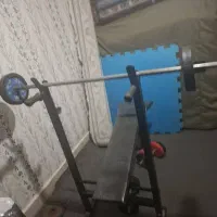 تخته پرس ، به همراه هالتر و دمبل|تجهیزات ورزشی|مشهد, دوست آباد|دیوار