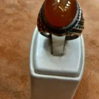 انگشتر نقره با عقیق زرد یمنی