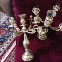 جفت شمعدان برقی طلا کوب|لوستر و چراغ آویز|شیراز, عفیف‌آباد|دیوار
