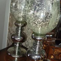 دو عدد گلدان و جام آینه شیشه ای بزرگ