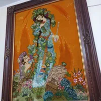 ‌تابلوفرش بزم خیام ابریشم ۶۰ رج  تبریز