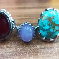 3دد انگشتر خاص و بزرگ فیروز عقیق کبود