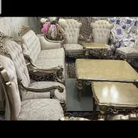 مبلمان کلاسیک 9 نفره چوب راش و گردو