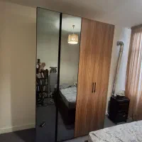 کمد لباس درب لولایی شیشه دودی (پازلی سفارشی)