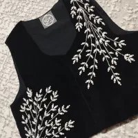 جلیقه وست مجلسی زنانه جواهر دوزی یلدایی مرواریدی