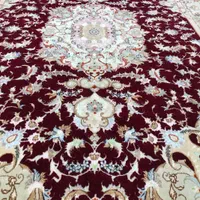 جفت۶متری نقشه بهشتی متن شرابی رج۴۰ گل ابریشم|فرش|تبریز, |دیوار