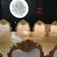 غذاخوری 10 نفره چوب راش ورق طلا|میز و صندلی غذاخوری|شاندیز, |دیوار