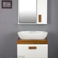 روشویی کابینتی وباکس آینه طرح بامبو بیضی