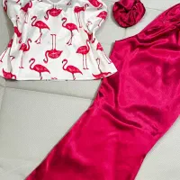 ست لباس خواب ساتن ست تاپ شلوارک ساتن|لباس|باغستان, |دیوار