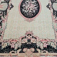 دو تخته فرش9متری نخی کرم سرمه‌ای|فرش|ایلام, |دیوار