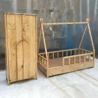 تخت چوبی کودک و نوجوان . کلبه . سیسمونی کودک