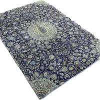 فرش دستبافت تک ۶متری سرمه‌ای مشهد