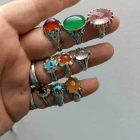 انگشتر نقره عقیق و فیروزه