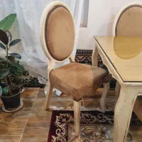 میز نهار خوری ۶ نفره همراه با شیشه ۸ میل