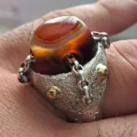 انگشتر نقره دست ساز باباقوری زنجیری