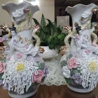 یک جفت گلدان قدیمی بسیارزیبا و بسیارظریف|کلکسیون اشیاء عتیقه|اصفهان, عسگریه|دیوار