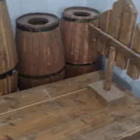 گاری و خمره چوبی مناسب آتلیه و کافه