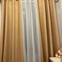 پرده پانچ دو رنگ کرم و سفید|پرده، رانر، رومیزی|تهران, نظام‌آباد|دیوار