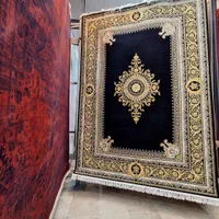 ژینوس مشکی ۱۲۰۰ شانه نگارین ۱۰۰ در ۱۰۰ نخ اکرولیک|فرش|مشهد, امیر|دیوار
