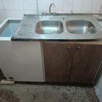 سینک ظرفشویی دوقلو و کابینت دو در