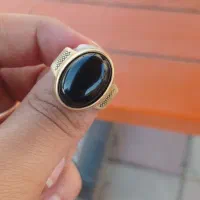 انگشتر برنج با عقیق سیاه