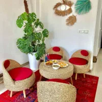 میز ناهارخوری و میزو صندلی حصیری