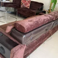 مبلمان چرم و پارچه تختخواب شو با میز هشت نفره سنگ|مبلمان خانگی و میز عسلی|تهران, گلستان (شهرک راه آهن)|دیوار