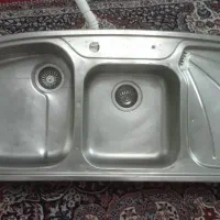 سینک دوقلو لگن چپ سالم با اتصالات