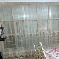 پرده حریر شیشه گل لاله شیک وساده