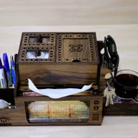 باکس چوبی پذیرایی و لوازم تحریر رومیزی (۱۵کاربرد)