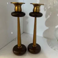 شمعدان از جنس چوب وبدنه فلزی به ارتفاع ۲۵سانت