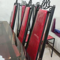 میز ناهارخوری فلزی ضد زنگ ۸ نفره