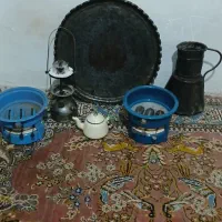 سینی مجمه مسی مشرفه سه فیتیله چراغ الائدین قوری