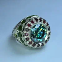 انگشتر سلطنتی نقره و الماس موزانایت