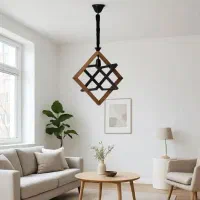 چراغ آویز چوبی شاهان تک مدل wood 4/تولید لوستر