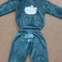 لباس هودی شلوار تدی بچگانه رنگ فیلی رنگ صورتی شال