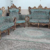 مبل هشت نفره با جلو مبلی و سه تا عسلی سالم سالم