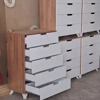 دراور،کمد لباس کشودار، تخت دو نفره، سرویس چوب کامل
