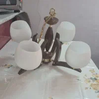 دو عدد لوستر چوبی چهارشاخه