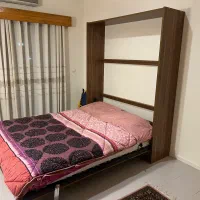 تخت تاشو دونفره برند کم جا چوب درحد نو|تخت و سرویس خواب|رشت, منظریه|دیوار