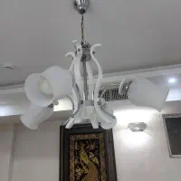 لوستر ۴شاخه چوب و استیل