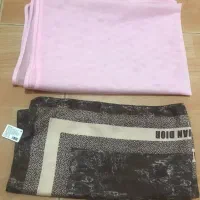 روسری مینی اسکارف قهوه ای و شال صورتی