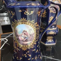 گلدان و پارچ چینی سرمه ای طرح لیلی و مجنون