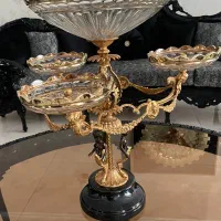 ست میوه خوری طلاکوب کریستال اصل سه فرشته پایه برنز