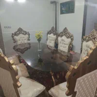 میز ناهارخوری خوری ۸ نفره استیل با مبل ۳ نفره نو