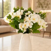 گل همیشه بهار مصنوعی و گلدان سرامیکی